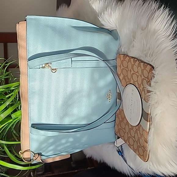 Coach Bags Coach Leather May Tote And Dempsey Gallery Pouch Poshmark